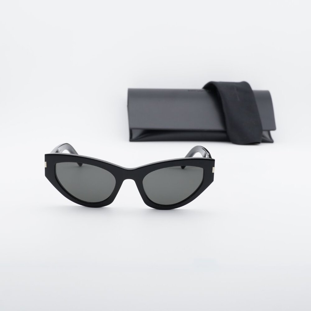 Saint Laurent SL215 GRACE 001 Cat Eye Sunglasses - Black/Grey - Picture 6 of 10
